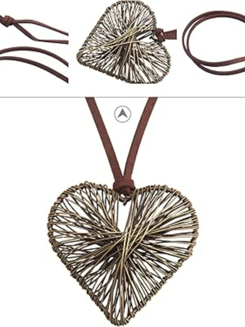 NEW Leather Cord Necklace Heart Pendant Necklace Boho Bohemian Jewelry - Picture 4 of 5